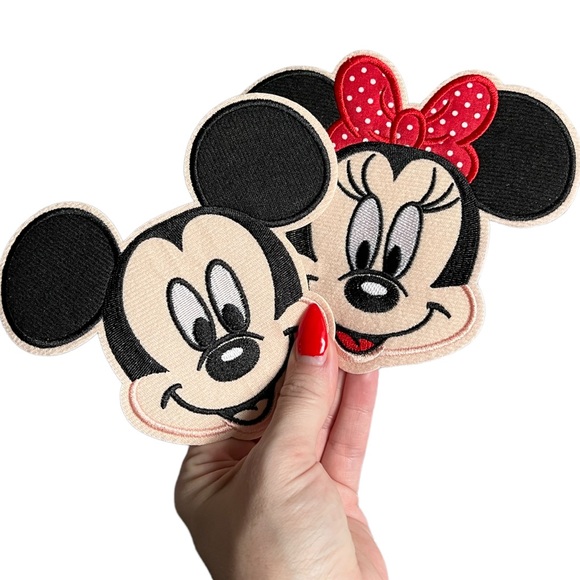 Minnie Mickey Mouse Patches 2 PC Oversized Disney Kids Large Iron On Embroidered - Picture 4 of 4